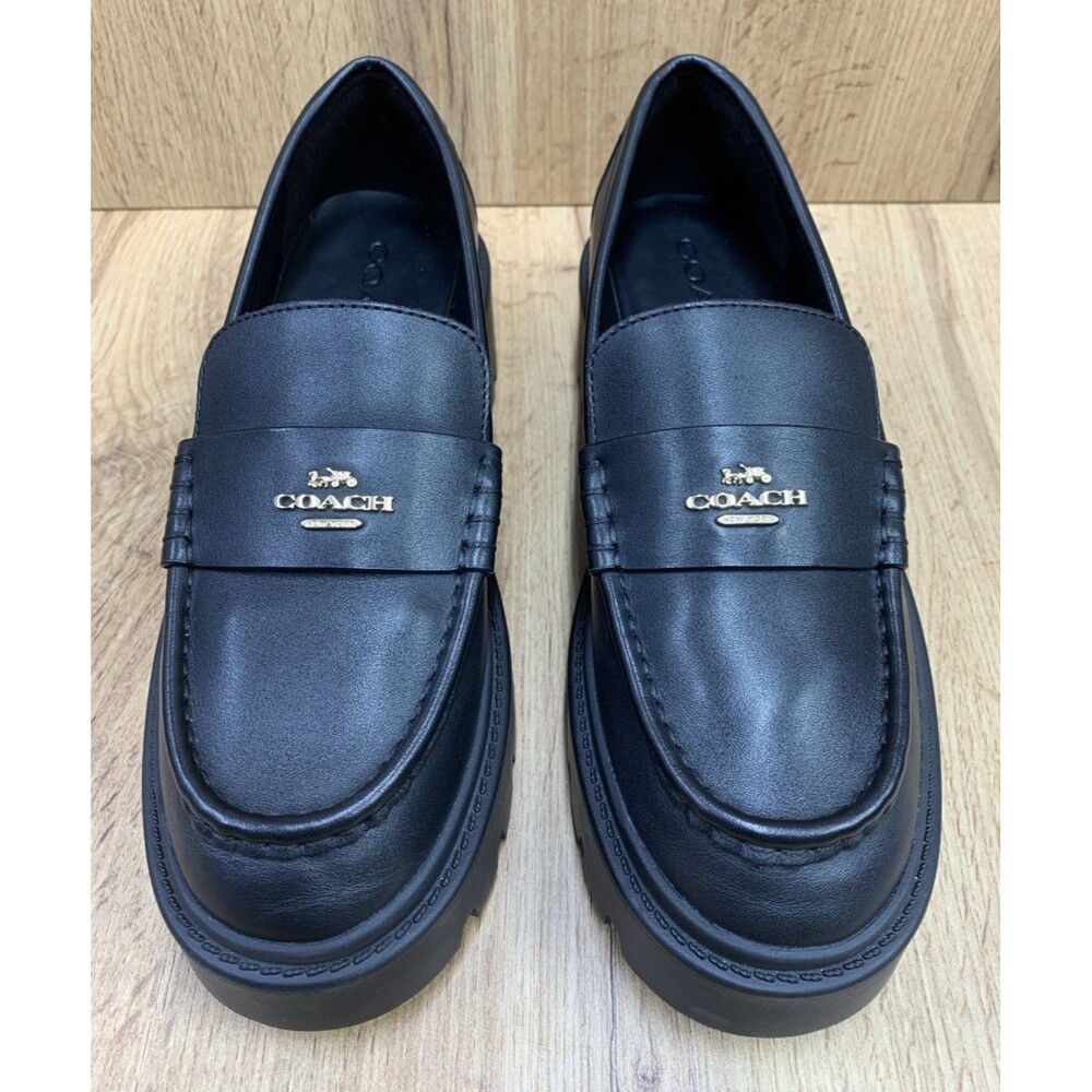 Coach Women's Lucy Leather 2" Chunky Heel Platform Loafers CCH95 Black Size 8B - Picture 4 of 12